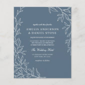 Budget QR Code Dusty Blue Leaf Hochzeit Einladung Flyer (Vorne)