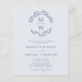 Budget QR Code Dusty Blue Monogram Wedding Flyer