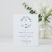 Budget QR Code Dusty Blue Monogram Wedite (Stehend Vorderseite)