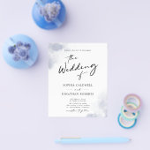 Budget QR Code Dusty Blue Watercolor Wedding Flyer (Einzeln)