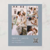 Budget QR Code Dusty Blue Wedding Einladung (Vorderseite)
