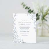 Budget QR Code Dusty Blue Wedding Einladung (Stehend Vorderseite)