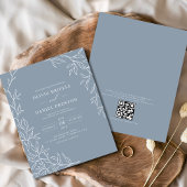 Budget QR Code Dusty Blue Wedding Einladung