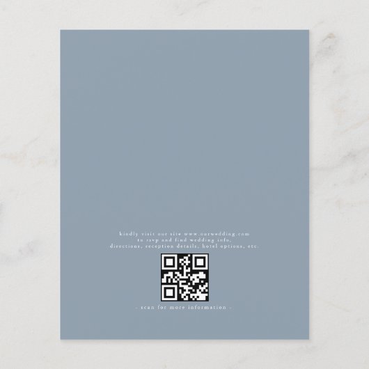 Budget QR Code Dusty Blue Wedding Einladung Flyer (Hinten)