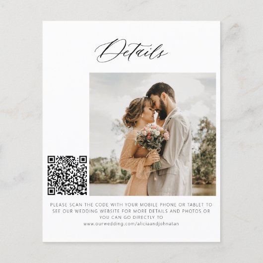 Budget QR Code elegante Foto Hochzeit speichern Si (Rückseite)