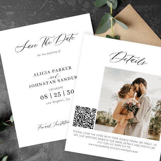 Budget QR Code elegante Foto Hochzeit speichern Si