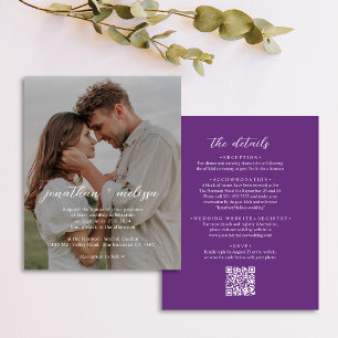 BUDGET-QR-Code Elegante moderne lila Hochzeitsfoto