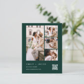 Budget QR Code Emerald Green Wedding Einladung (Stehend Vorderseite)
