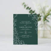Budget QR Code Emerald Green Wedding Einladung (Stehend Vorderseite)