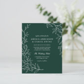 Budget QR Code Emerald Green Wedding Einladung (Stehend Vorderseite)