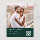 Budget QR Code Emerald Green Wedding Einladung (Rückseite)