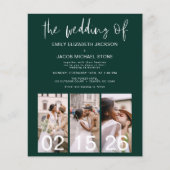 Budget QR Code Emerald Green Wedding Einladung (Vorderseite)