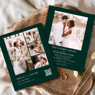 Budget QR Code Emerald Green Wedding Einladung Flyer
