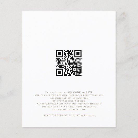 Budget QR Code Eucalyptus Gold Hochzeit Einladung (Rückseite)