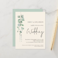 Budget QR Code Eucalyptus Ivory Hochzeit Einladung