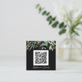 Budget QR Code Eukalyptus Black Wedding Einladung (Stehend Vorderseite)