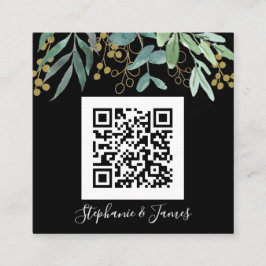 Budget QR Code Eukalyptus Black Wedding Einladung
