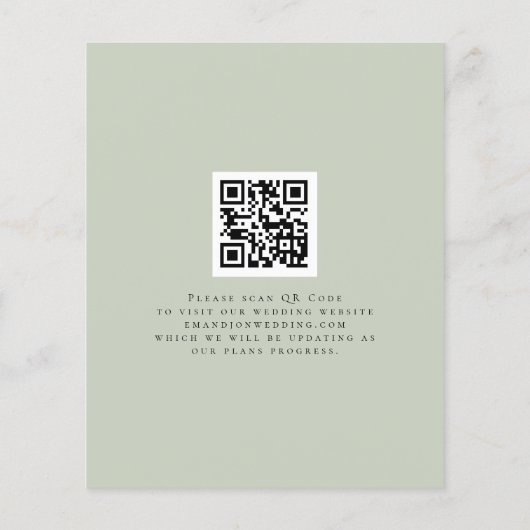 Budget QR Code Eukalyptus Floral Wedding Rett Date (Rückseite)