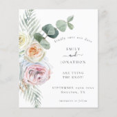 Budget QR Code Eukalyptus Floral Wedding Rett Date (Vorderseite)