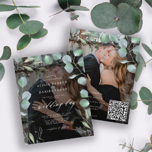 Budget QR CODE Eukalyptus Foto Hochzeit Einladung