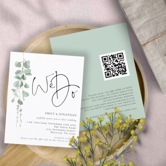 Budget QR Code Eukalyptus Wir machen Hochzeit Einl