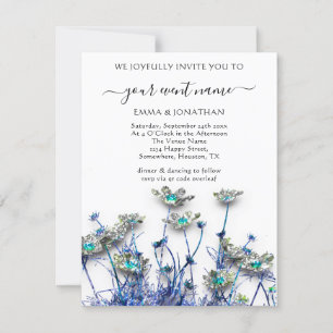 Budget QR CODE Floral Meadow Blue Gray