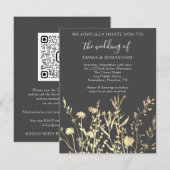 Budget QR CODE Floral Meadow Gold Grau (Vorne/Hinten)