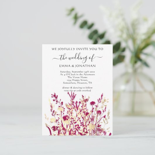 Budget QR CODE Floral Meadow White Marsala (Stehend Vorderseite)