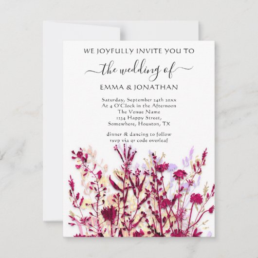 Budget QR CODE Floral Meadow White Marsala Gold (Vorderseite)