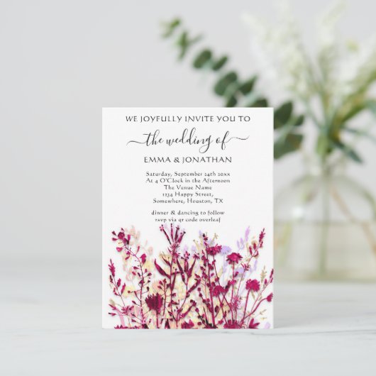 Budget QR CODE Floral Meadow White Marsala Gold (Stehend Vorderseite)