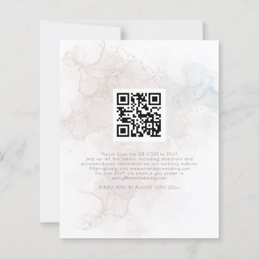 Budget QR Code Floral Watercolor Hochzeitsfeier (Rückseite)