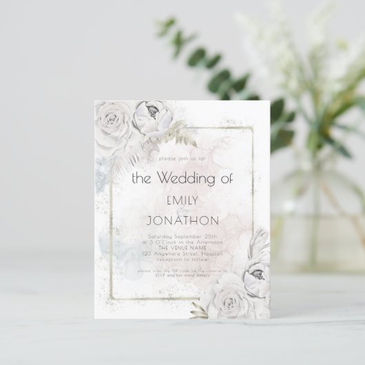 Budget QR Code Floral Watercolor Hochzeitsfeier (Stehend Vorderseite)