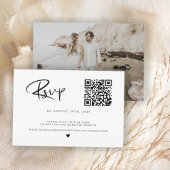 Budget QR Code Foto Black & White RSVP Karte