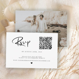 Budget QR Code Foto Black & White RSVP Karte