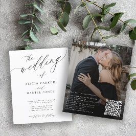 Budget QR Code Foto elegante Hochzeit Einladung