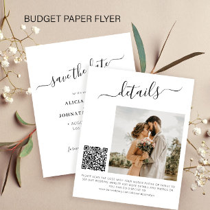 Budget QR-Code Foto elegante Hochzeit Save-the-Dat Flyer
