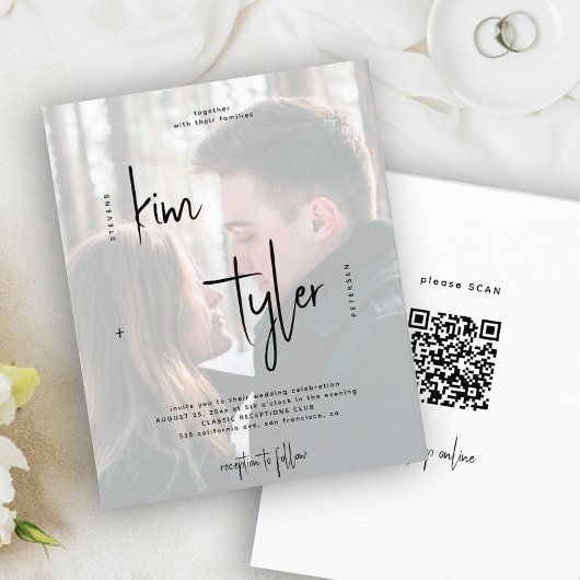 Budget QR CODE Foto Hochzeit Einladung