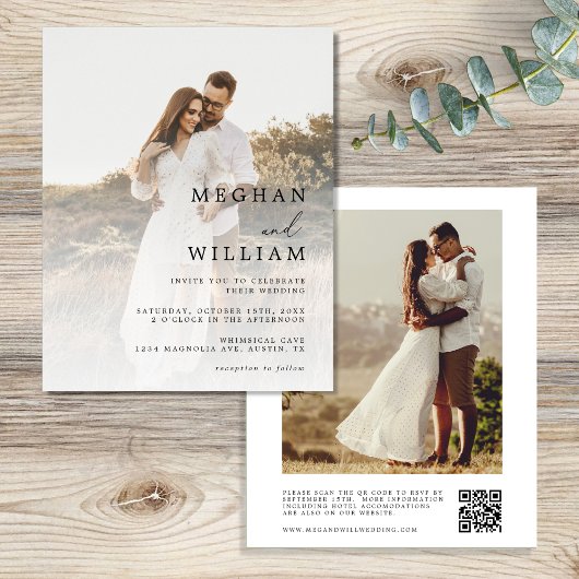Budget QR Code Foto Hochzeit Einladung