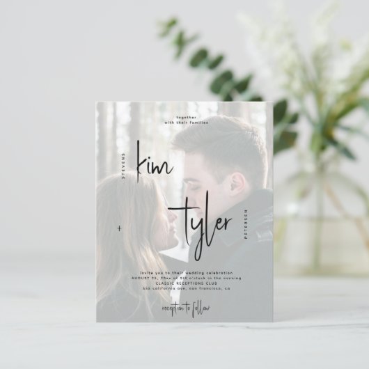 Budget QR CODE Foto Hochzeit Einladung (Stehend Vorderseite)