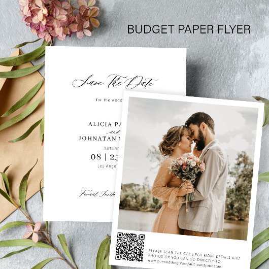 Budget QR-Code Foto Hochzeit Save-the-Date Flyer