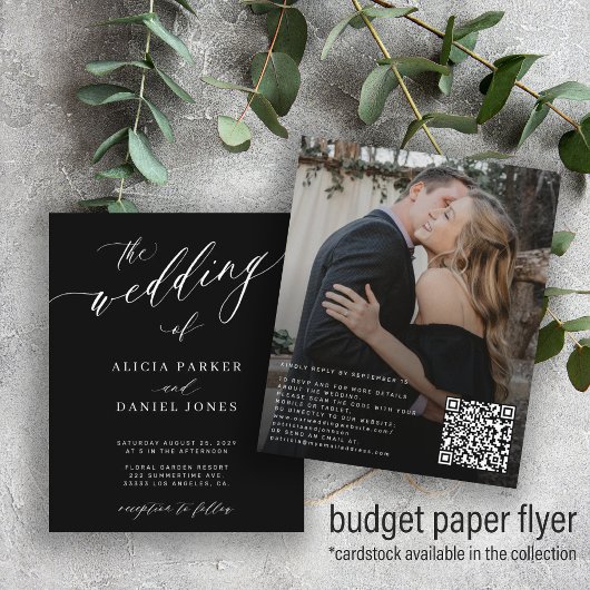 Budget QR Code Foto Moderne Hochzeit Einladung Flyer