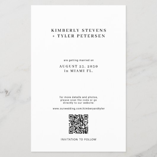 Budget QR CODE Foto Moderne Hochzeit speichern das Flyer (Hinten)