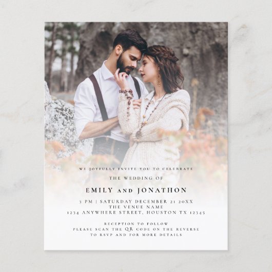 Budget QR Code Foto Overlay-Einladung (Vorderseite)