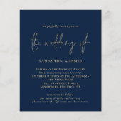 Budget QR Code Gold Navy Einladung Hochzeit (Vorderseite)