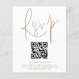 Budget QR Code Gold Script Wedding RSVP