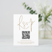 Budget QR Code Gold Script Wedding RSVP (Stehend Vorderseite)