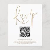 Budget QR Code Gold Script Wedding RSVP (Vorderseite)