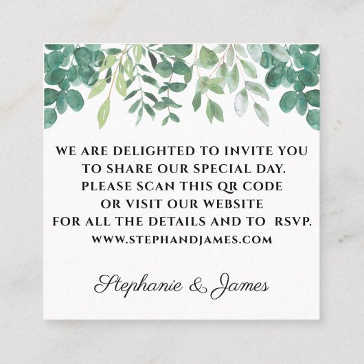 Budget QR Code Grüne Einladung Hochzeit (Rückseite)