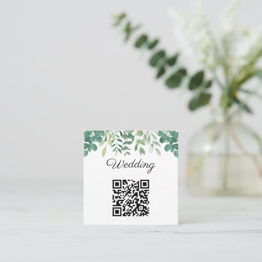 Budget QR Code Grüne Einladung Hochzeit (Stehend Vorderseite)