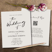 Budget QR Code Kalligrafie Eggshell Wedding Einlad